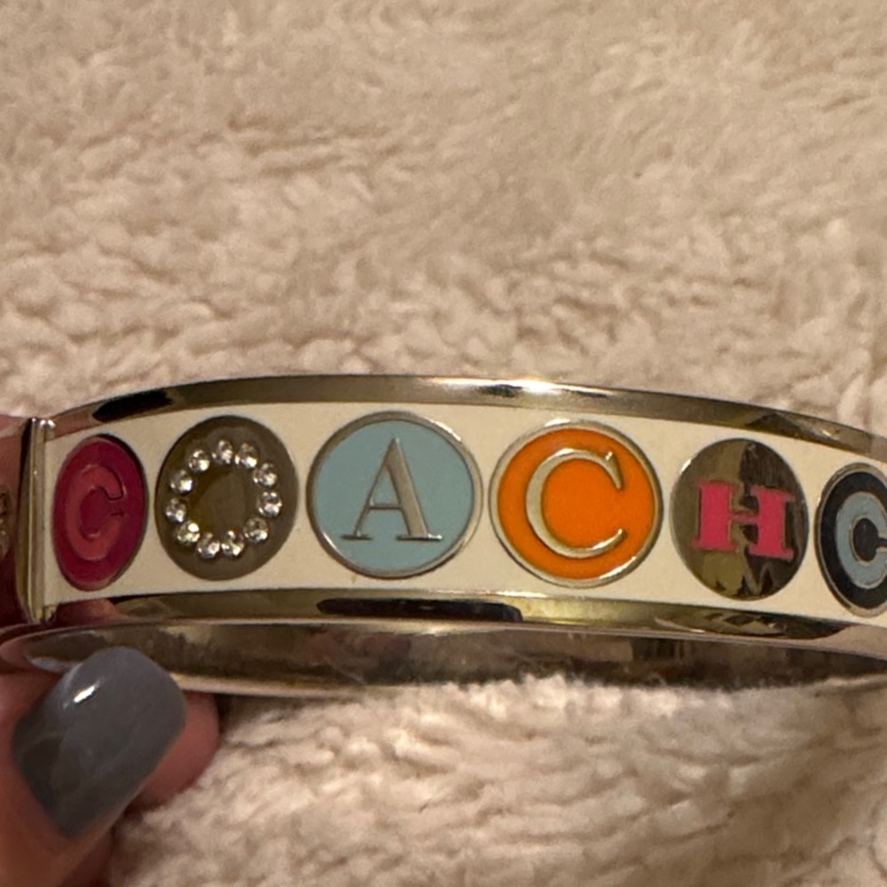 Coach Colorful Enamel Letter Bangle
